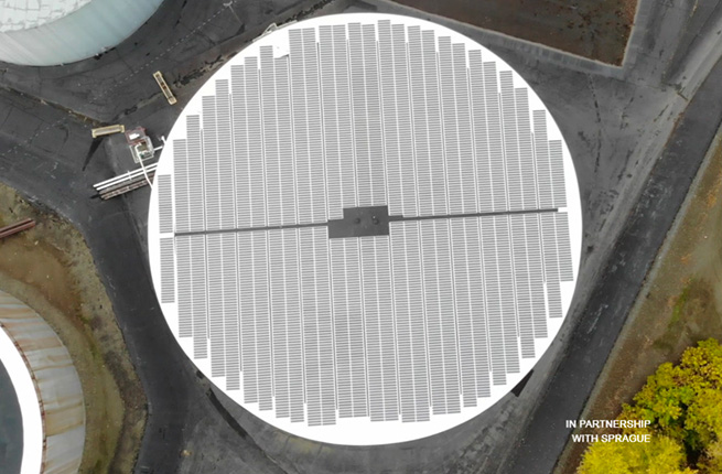 Paneles solares en tanques de almacenamiento de petróleo y gas
